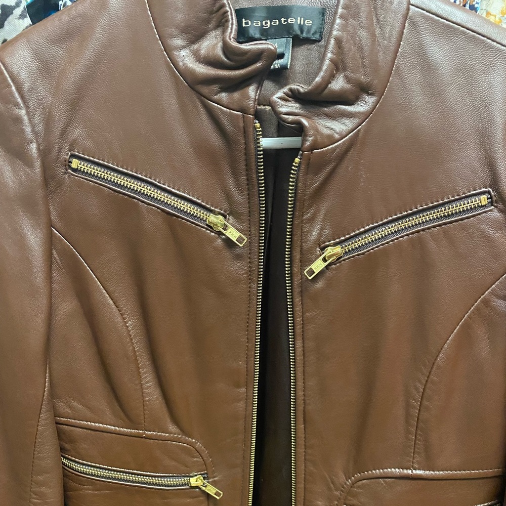Bagatelle genuine leather jacket size 4. Dark brown. Excellent condition!